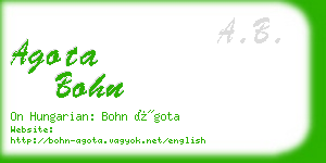 agota bohn business card